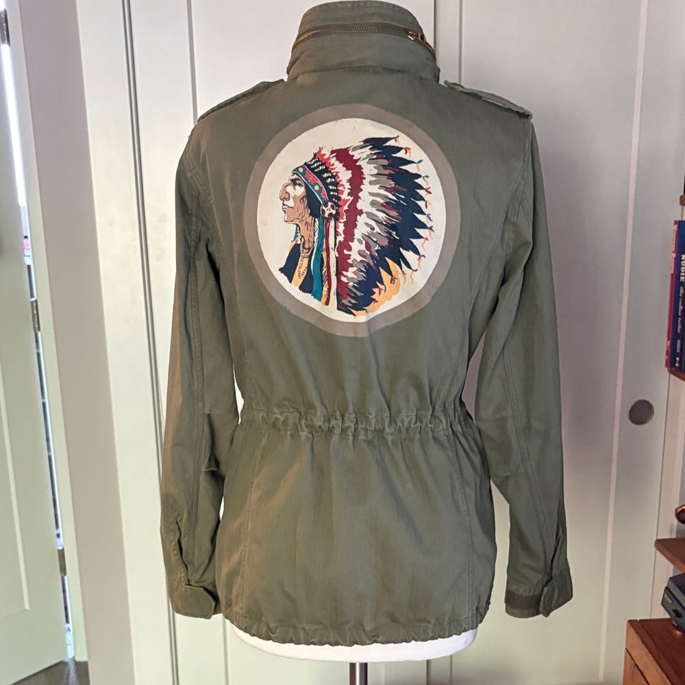 Ralph Lauren denim supply Olive Women's Jacket w/native profile screen print